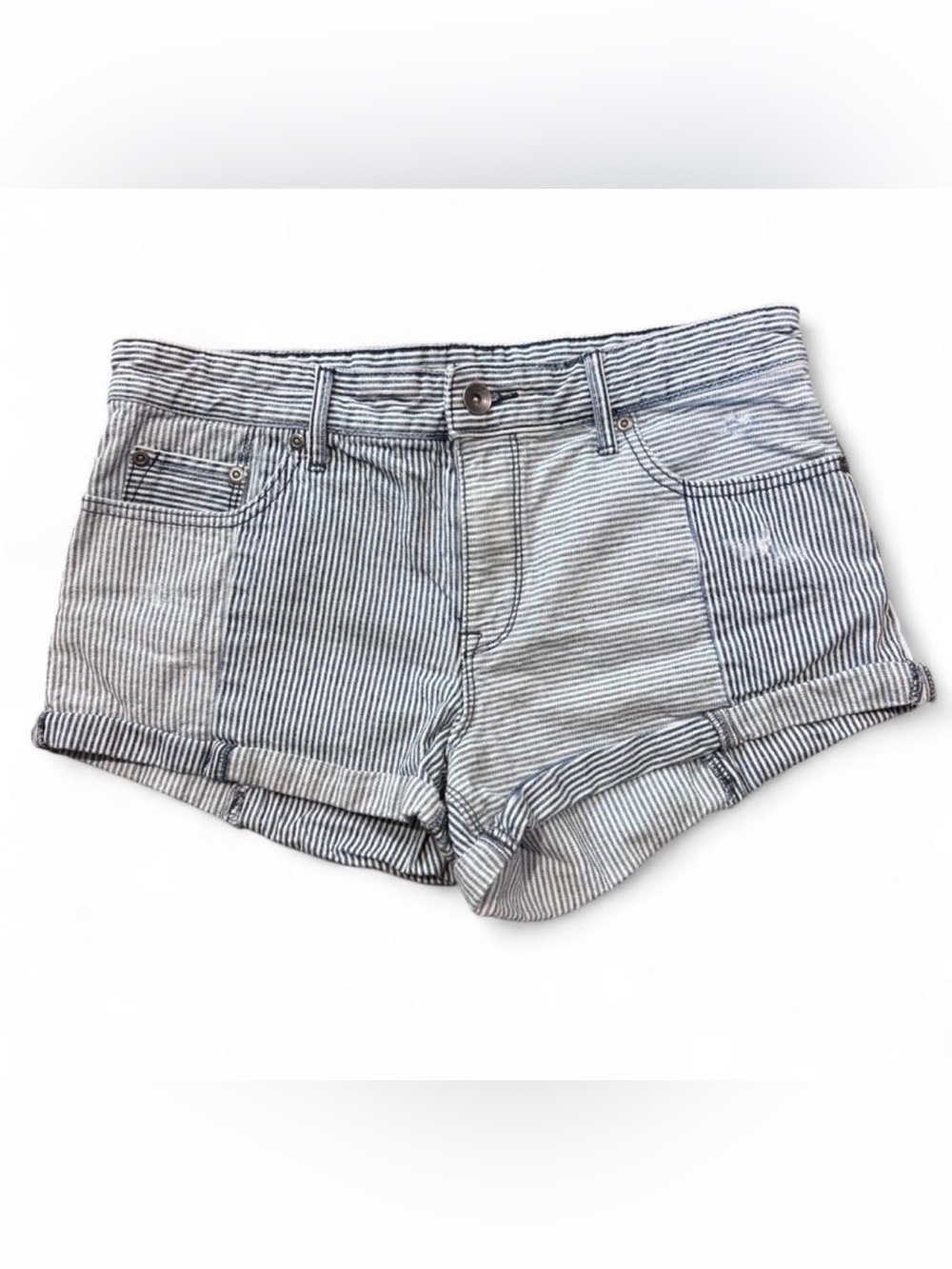 Roxy Blue and White Striped Denim Shorts